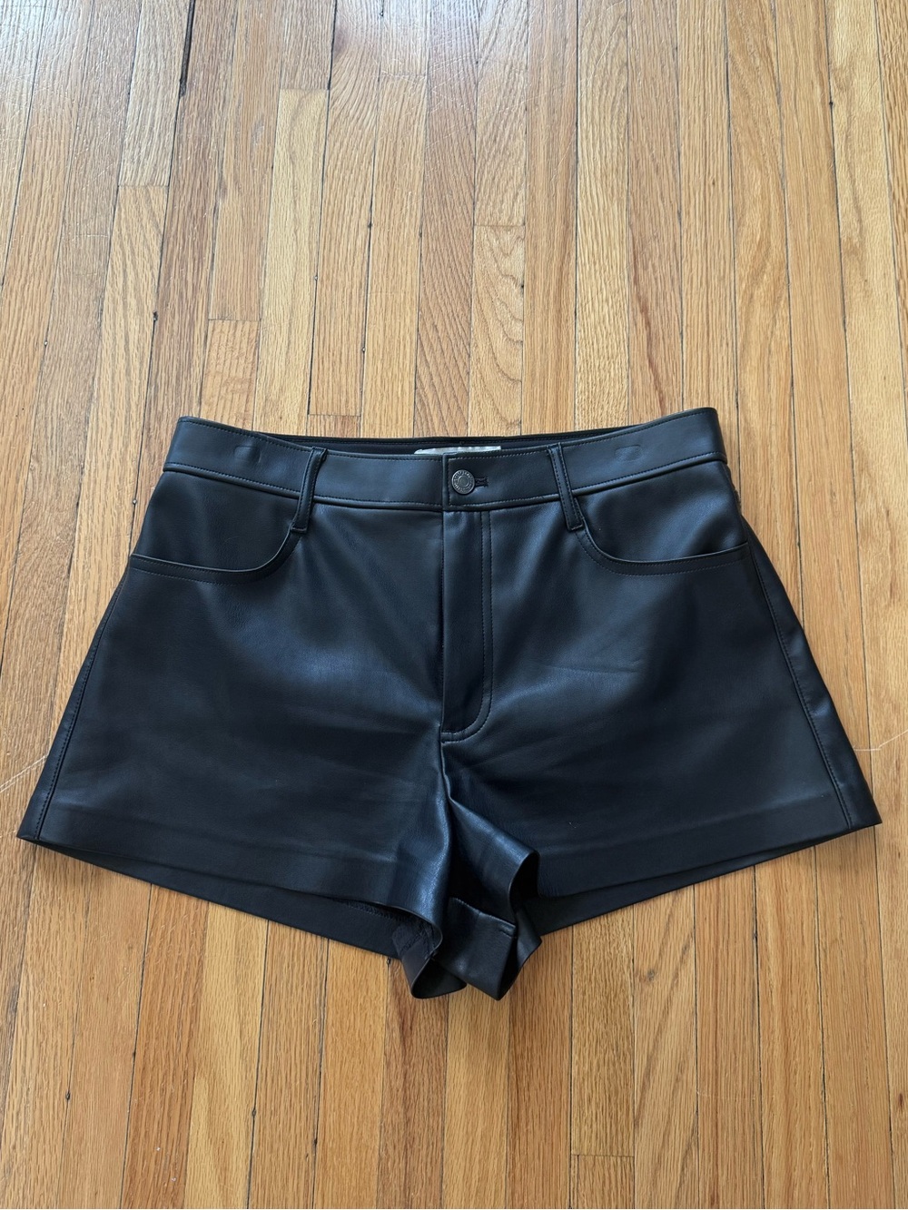 Abercrombie & Fitch Black High-Waist Faux Leather Shorts